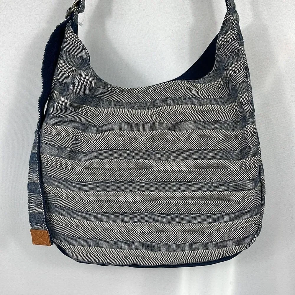 Thirty One Retro Metro Striped Hobo Messenger Crossbody Shoulder Bag Woven Purse